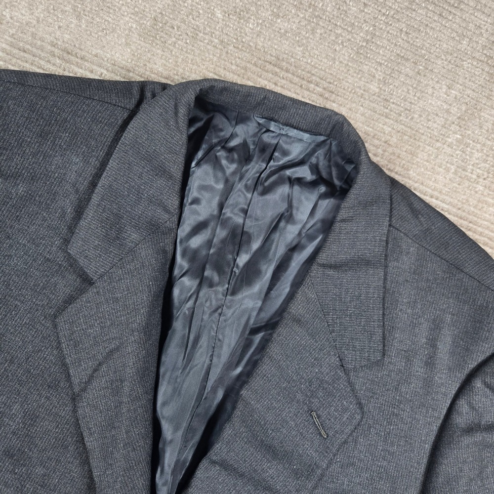 Hickey Freeman 44R Charcoal Grey Micro-Pattern 100% Wool Boardroom 2-Piece Suit